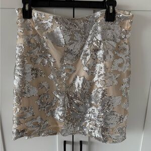 ARULA Silver Sequin Mini Skirt